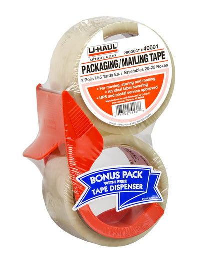 Packaging & Mailing Tape - Two 55-Yard Rolls with Dispenser